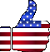 A cartoon image of a thumbs up symbol made from an American flag
